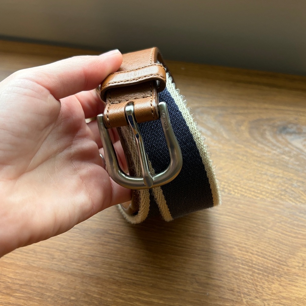 Coach 3811 Linen Belt Navy/Cream